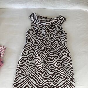 Dana Buchman Brown and White Zebra-Print Mini Dress